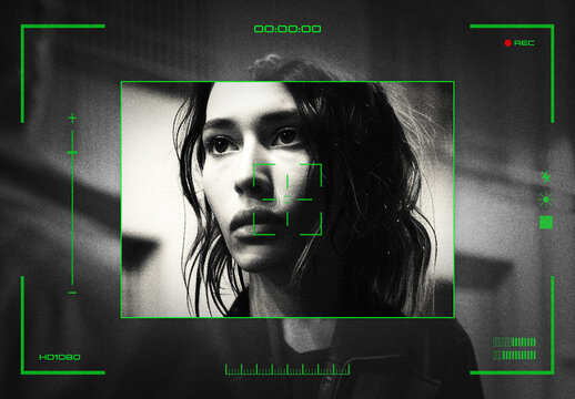 Spy Camera HUD Interface Photo Effect Mockup