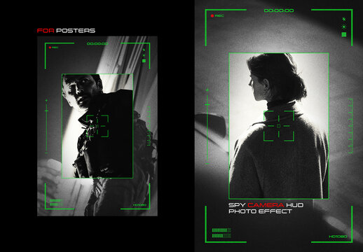 Spy Camera HUD Interface Poster Photo Effect Mockup