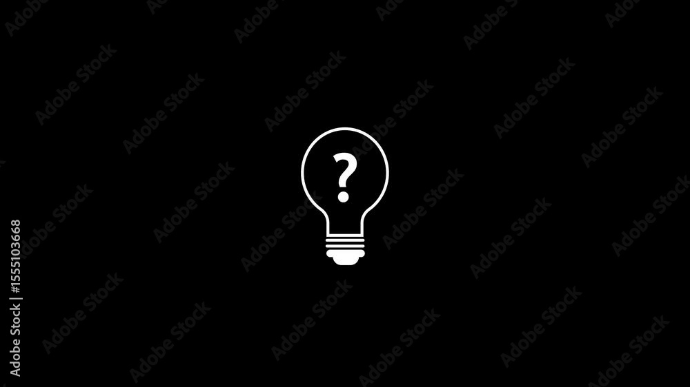 Poster simple white question mark in a light bulb icon representing innovative ideas. bulb with question ma