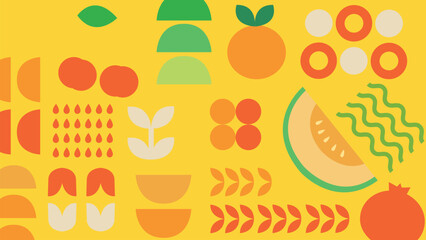 Bright Yellow Fruit Icons Background
