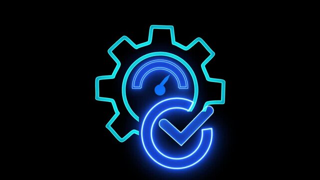 BPM, Business process management concept. Business data analytics and business strategic planning. Glowing neon line animated optimization icon isolated on transparent