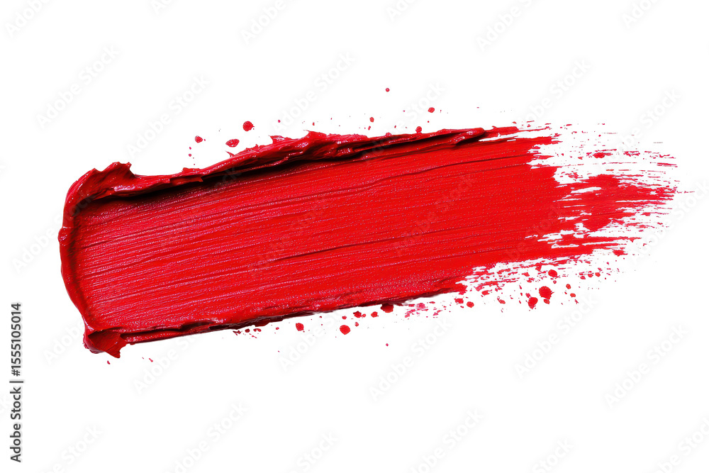 Poster vibrant red paint stroke isolated on a transparent background showcasing texture and color dynamics 