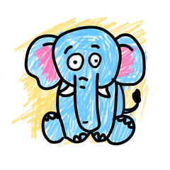 cartoon elephant kids drawing illustration 