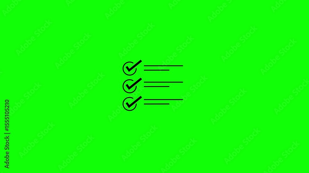 Poster animated checklist with green screen background for use in presentation and visual communication. ch