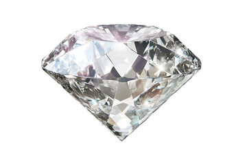 Polished diamond viewed from above showing its brilliant facets and sparkling reflections on a transparent background for jewelry design and luxury themes