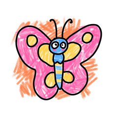 funny cartoon butterfly kids drawing illustration 