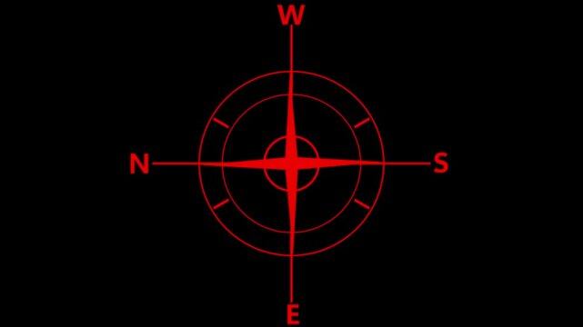Compass icon animated.direction illustration video animation red.gps road navigation silhouette map logo.travel icon.search route compass geocaching pin destination location outline point address