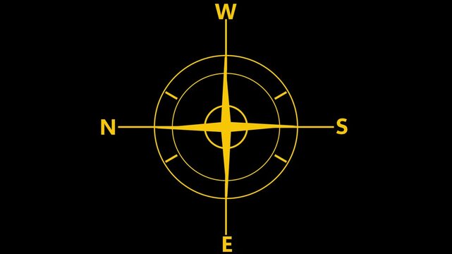 Compass icon animated.direction illustration video animation yellow.gps road navigation silhouette map logo.travel icon.search route compass geocaching pin destination location outline point address