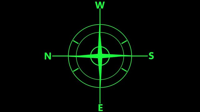 Compass icon animated.direction illustration video animation green.gps road navigation silhouette map logo.travel icon.search route compass geocaching pin destination location outline point address