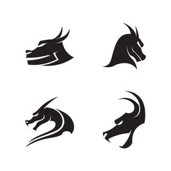 Head dragon flat color logo template vector illustration