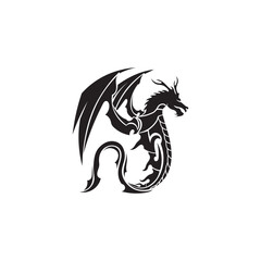 Head dragon flat color logo template vector illustration