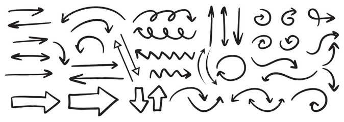 Hand Drawn Arrows Collection on transparent Background © kazi