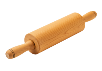 Isolated Wooden Rolling Pin for Baking