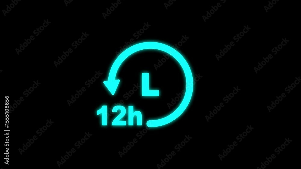 Poster 12 hours clock with circle arrow. clock timer, time passage waiting time animation (4k) | 12 hours c