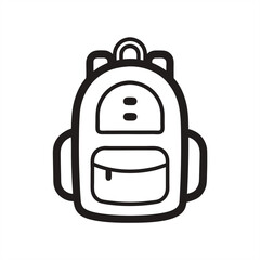 Backpack Icon in Doodle Style on White Background