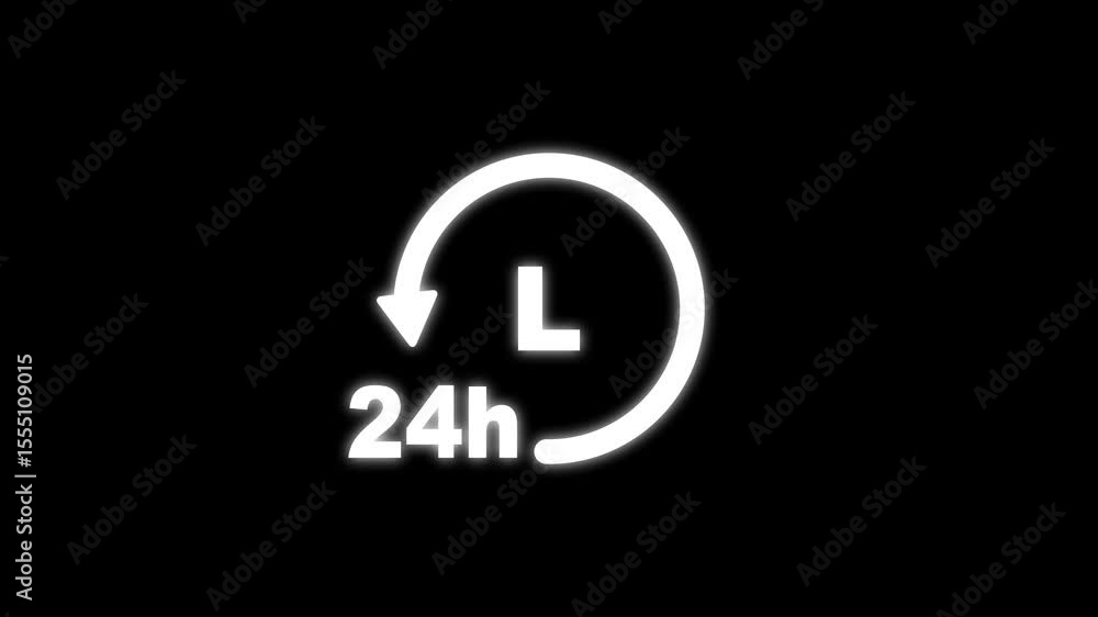Poster clock 24 hours icon, isolated on transparent background with alpha channel clock ,hud icon timer tim