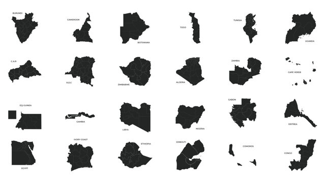 Vector illustration set with simplified maps of Variant Countries