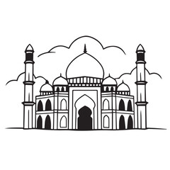  mosque--black-and-white-line-art--digital-illustra.eps
