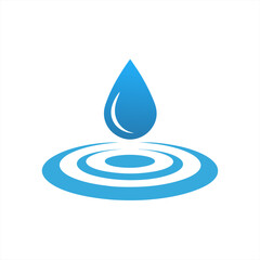 Minimalist Ripple Effect with Water Drop Vector on White Background