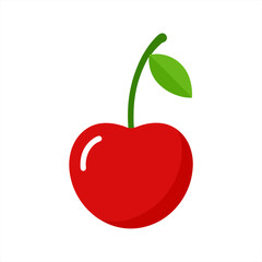 Red Cherry Fruit Vector Art on White Background