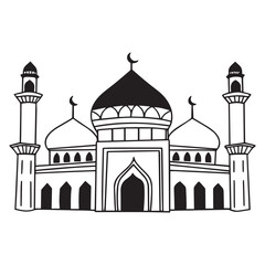  mosque--black-and-white-line-art--digital-illustra.eps