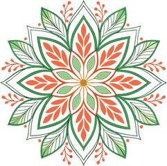 Fototapeta premium flower and leaf pattern mandala design in white background 