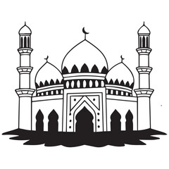  mosque--black-and-white-line-art--digital-illustra.eps