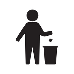 Person throwing trash into a bin symbolizing cleanliness and waste disposal.