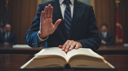 Fictional Concept: Government Worker Swearing Loyalty to a Leader — A Disturbing Oath Ceremony Symbolizing the Betrayal of the People and the Rise of Authoritarian Rule
