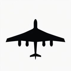 Black Silhouette of a Long-Range US Bomber with Swept Wings and Multiple Engines