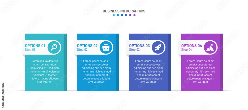 Poster horizontal progress bar featuring 4 arrow-shaped elements, symbolizing the four stages of business s