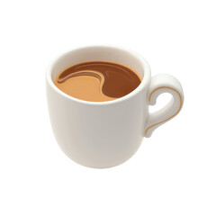 Abstract Coffee Cup Emoji Floating on White