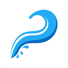 Vector Illustration of Curved Water Stream and Splash on White Background