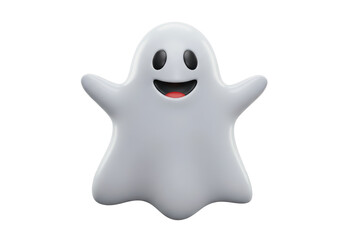 Isolated Cheerful Ghost Cartoon Character with Open Arms