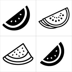 Watermelon slice icons isolated on white background