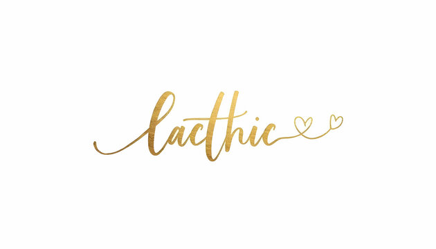 Elegant gold script lettering with hearts.