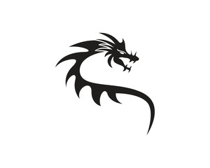 dragon flat color logo template vector illustration