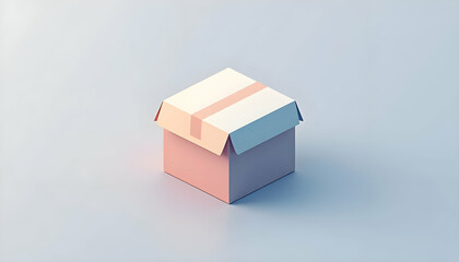 Fototapeta premium Simple, light pink cardboard box with a light beige stripe.