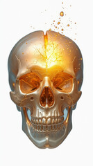 Transparent Skull with Brain — Detailed 3D Medical Visualization of Human Skull and Brain Anatomy