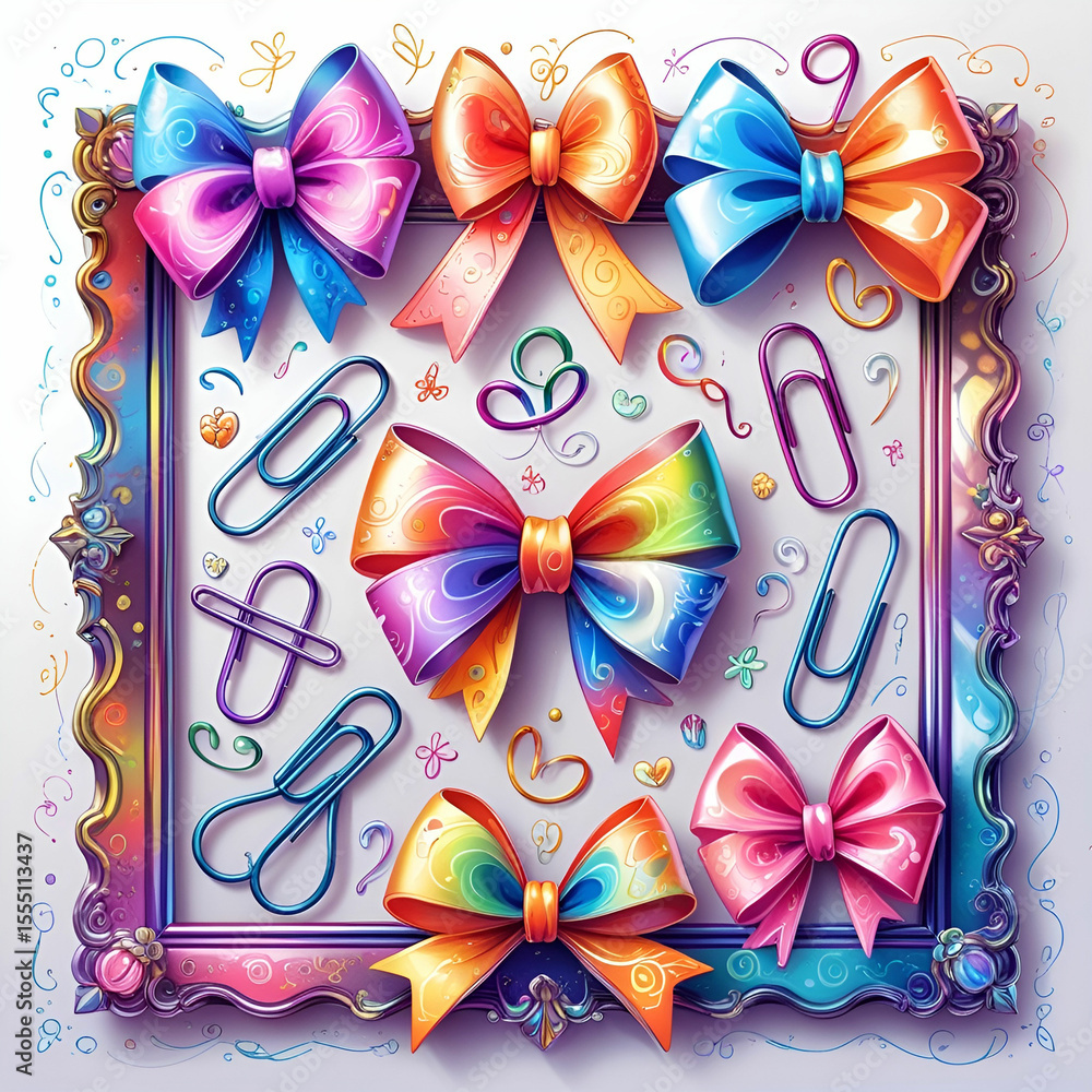 Fototapete a digital doodle bursts with random squiggles, colorful blobs, abstract forms, and playful