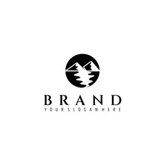 mountain view logo in flat design style circle shape