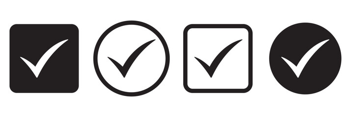  Check box icon with correct, accept checkmark icons tick box checked. Approve symbol. Check mark icon vector design. black check mark icon. black tick symbol. Vector check icon
