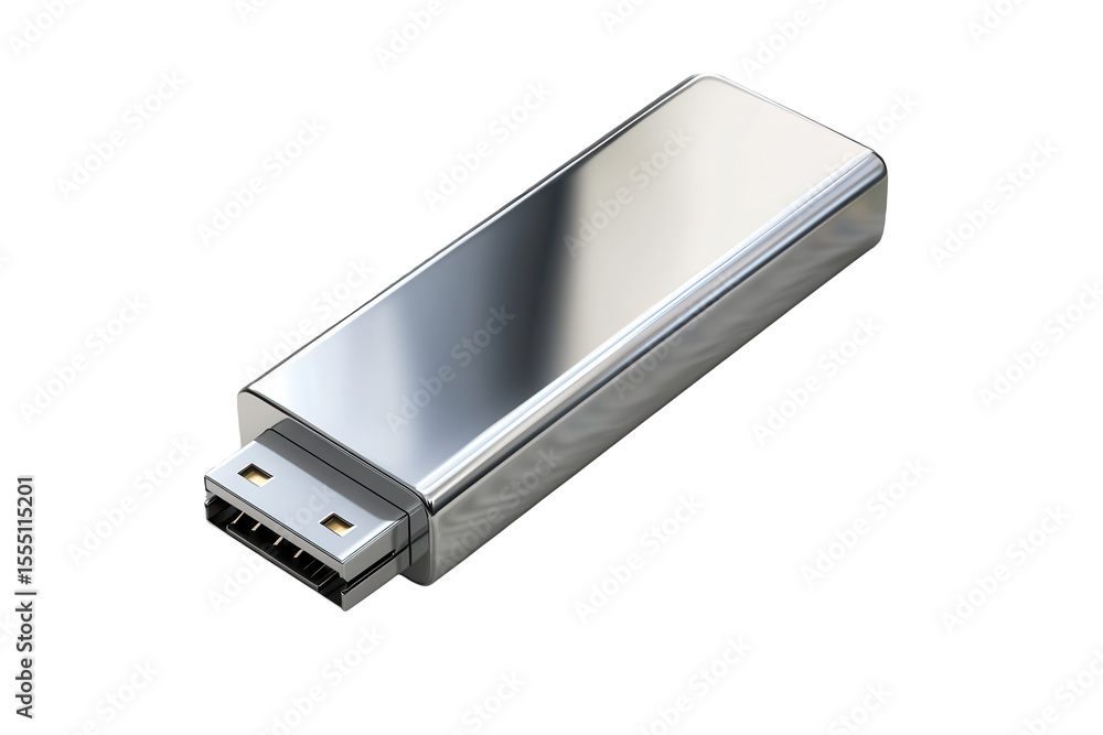 Poster metallic usb flash drive showcasing sleek design for digital storage and data transfer needs