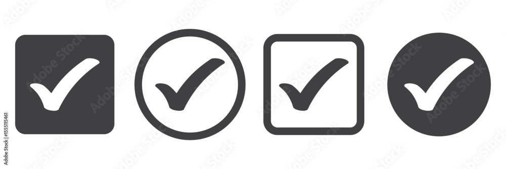 Poster check box icon with correct, accept checkmark icons tick box checked. approve symbol. check mark ico
