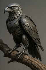 Cyber Falcon – Hyper-Realistic Robotic Bird Perched on Tree Branch
