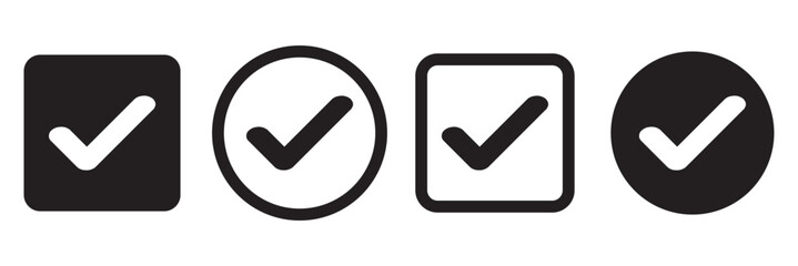  Check box icon with correct, accept checkmark icons tick box checked. Approve symbol. Check mark icon vector design. black check mark icon. black tick symbol. Vector check icon
