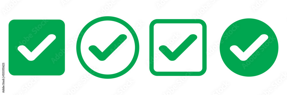 Poster check box icon with correct, accept checkmark icons, tick box checked. approve symbol. check mark ic