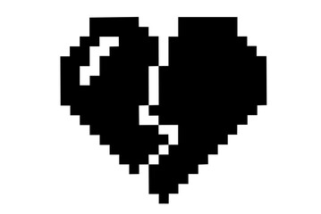 Pixelated Broken Heart, Heartbreak, Lost Love, Digital Sadness, Online Rejection, Emotional Pain, Retro Video Game Aesthetic