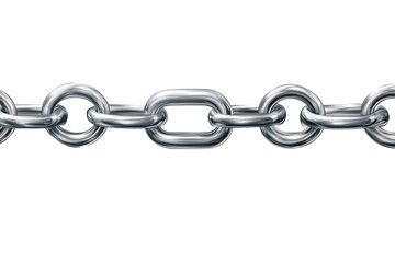 Obraz premium Silver metal chain cut out against a transparent background showcasing its reflective surface and unique links in intricate detail