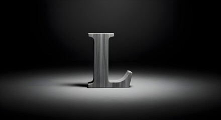 Metallic Letter L on Dark Textured Background with Spotlight